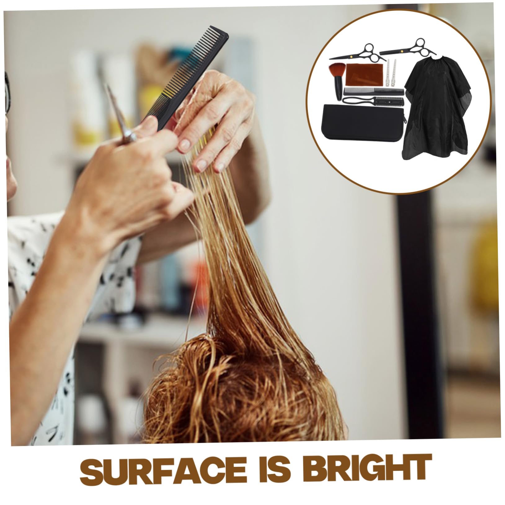 Juego de Tijeras para Cortar el Pelo Profesional de Acero Inoxidable Negro, Resistentes Enredos para Peluquería en Casa o Salón