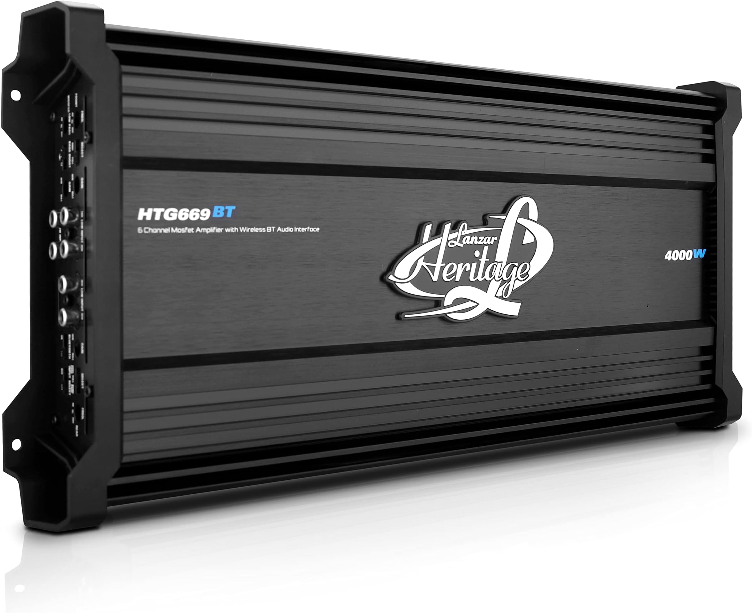 6-Channel Mosfet Amplifier - Wireless Bluetooth Audio Interface, 2 Ohm Stereo Stable with High Pass and Low Pass Filter Controls, Bridgeable at 4 Ohms, Bass Boost Circuit - Lanzar HTG669BT