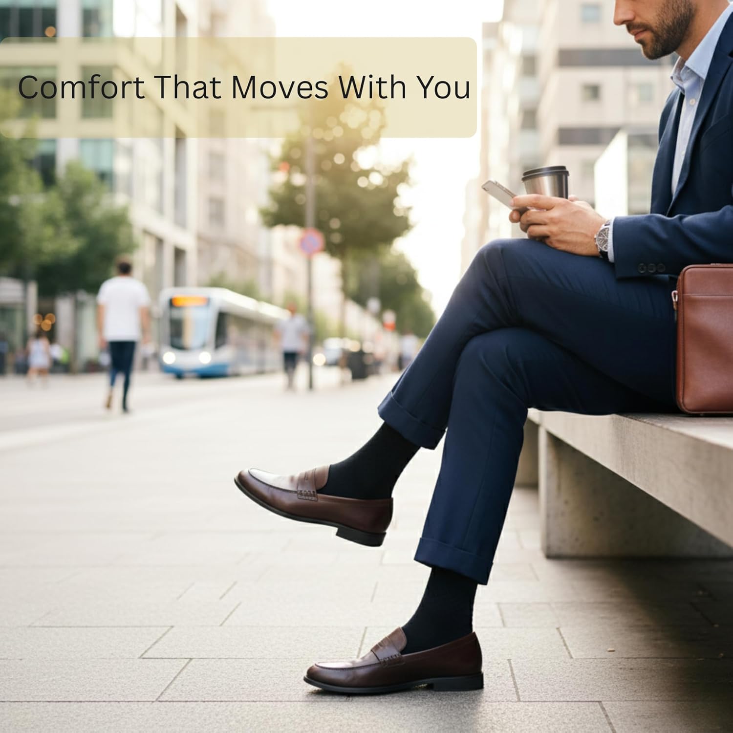 Luxe De Bamboo Rayon socks Mens Dress Socks for Men 9-12,Charcoal and Black socks for men 5-Pack in a Gift Box - Image 2