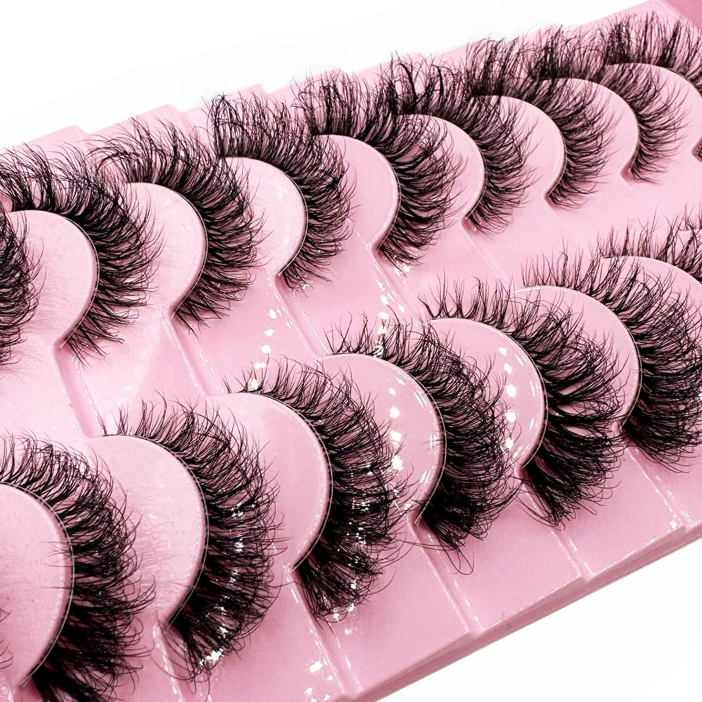 AMSDCN Wholesale 10 pairs Natural Long Fake Eyelashes cilios 3d Faux Mink Lashes Fluffy eyelashes Makeup Cat Eye Lashes maquiagem (10pairs-M62)