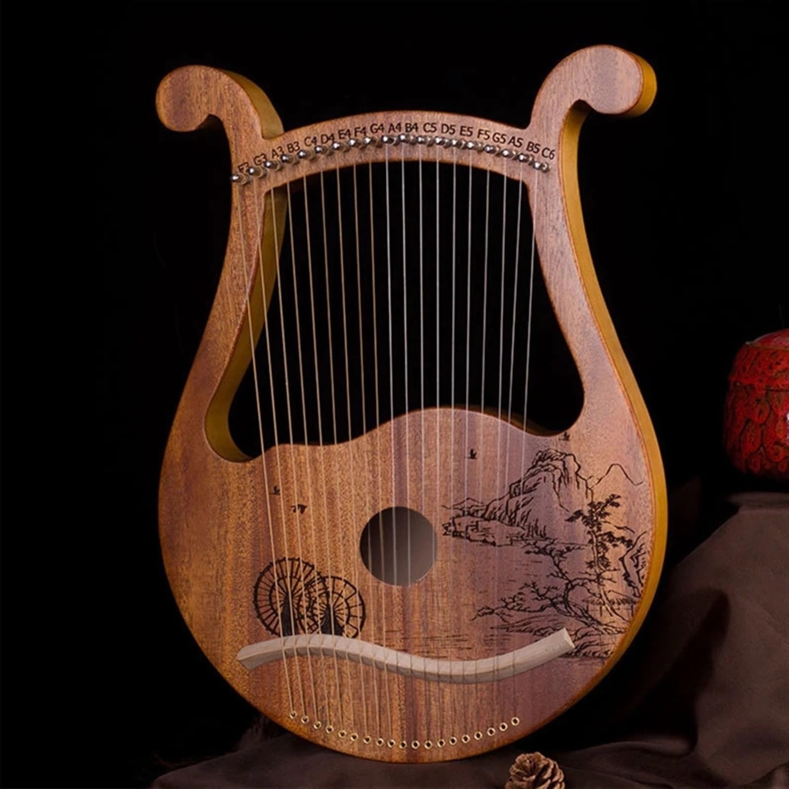 Arpa a Lira Strumento Musicale in Legno Arpa a Lira con Corda for Chiave di accordatura per Adulti(Deer)