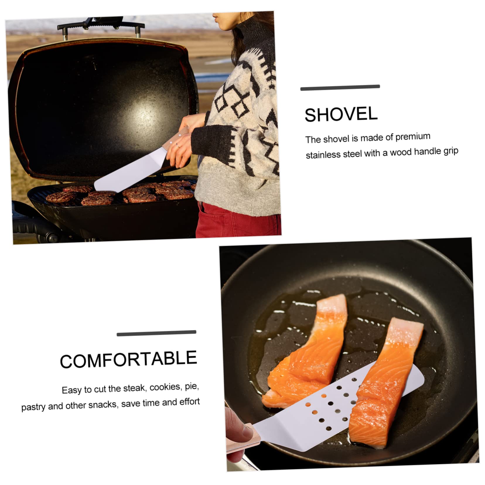 OUNONA Juego de 5 Palas para Transferencia de Pasteles y Espátulas de Cocina de Acero Inoxidable Mango Resistente al Calor, Fáciles de Lavar para Uso en Cocina