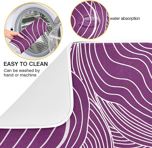 Miniatura 2 de pnyoin Tapete de secado de platos de 18 x 24 pulgadas, tapete de café para ocultar manchas con estilo de flor vintage, tapete de secado fácil de