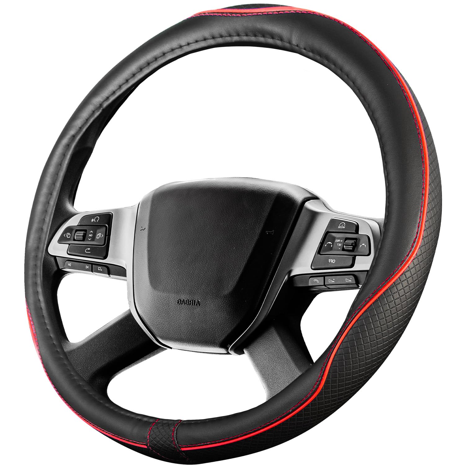 Upgrade4cars LKW Lenkradbezug 44-46 cm in Rot | Lenkradschoner Universal | Lenkradhülle für Sommer & Winter | Autozubehör Innenraum Deko