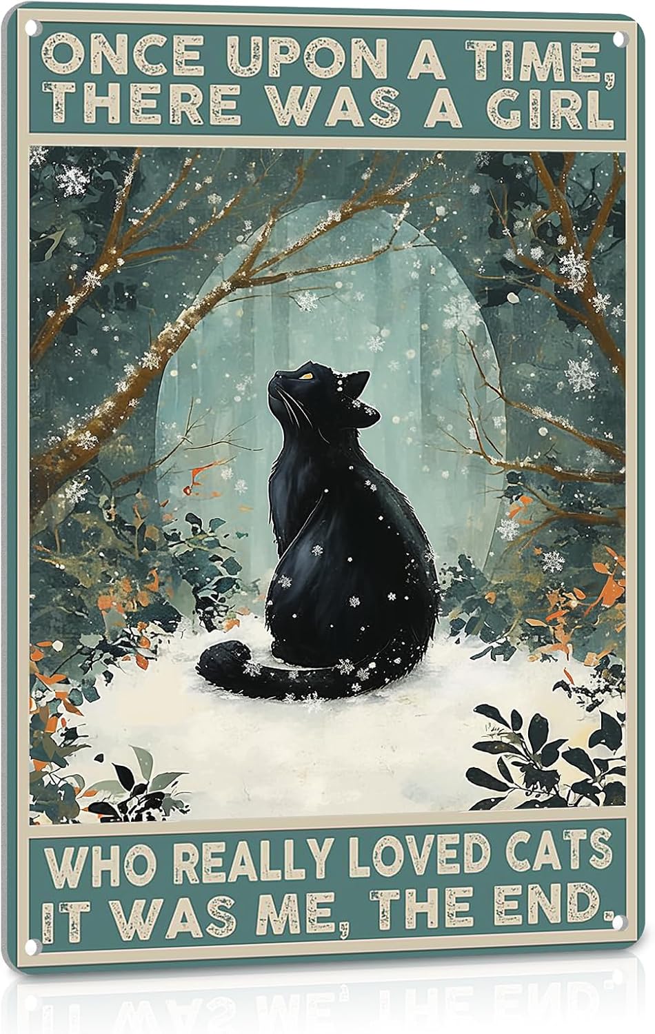 Black Cat Decor Cat Poster Catio Accessories Cool Cat Themed Gifts for Cat Lovers Women Office Cottage Core Room Wall Decor Sign 8x12 Inches