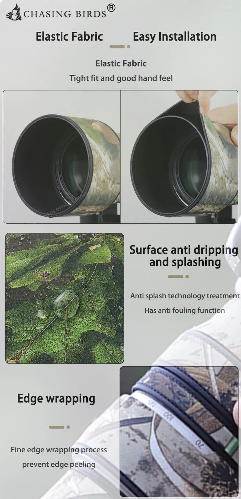 ソニーレンズカバー Sony FE 200-600mm G OSS用 望遠レンズコート レンズ用カモフラージュコート レンズ保護カバー 防水 防塵 防震 野外撮影 迷彩
