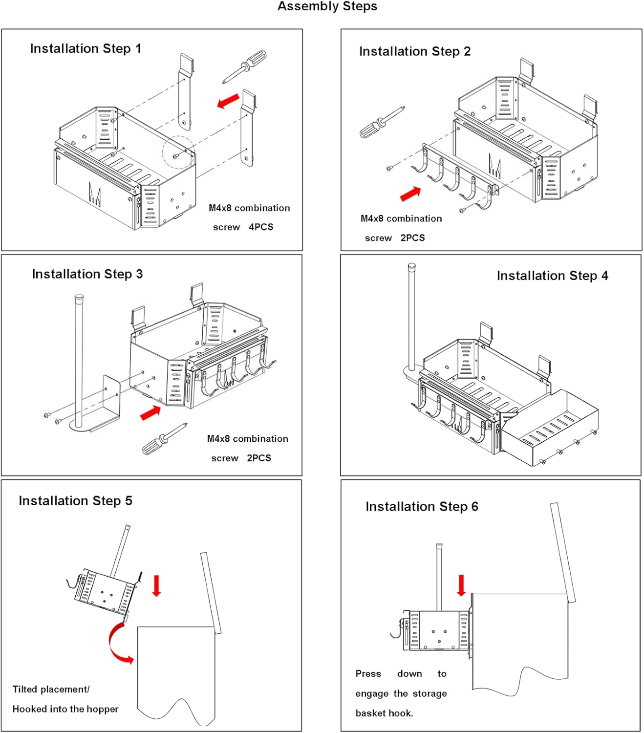 Magnetic Grill Storage Bin Organizer with Paper Towel Holder for Traeger Ironwood 650/885, Pro 575/780/34/22, Pit Boss & Z-Grills, Smoker Grill Accessories
