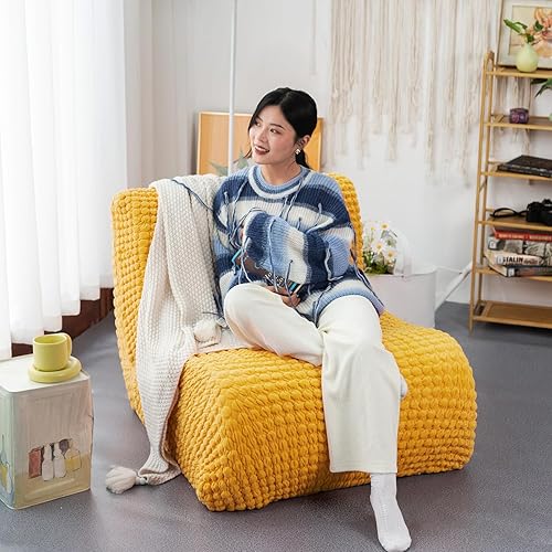 Miniatura 4 de N&V Sofá de espuma de un solo asiento, sofá de suelo sin brazos, espuma de alta densidad de una pieza, funda extraíble y lavable a máquina