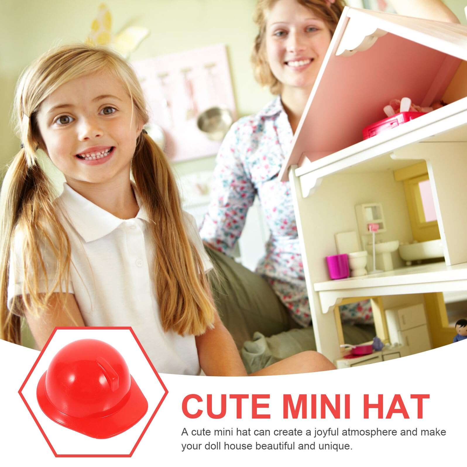 Mini Cascos de Seguridad para Muñeca, 20 Piezas, Plástico Rojo | Decoración para Tarta y Mascota, Uso Exterior, Accesorio Lúdico para Niños