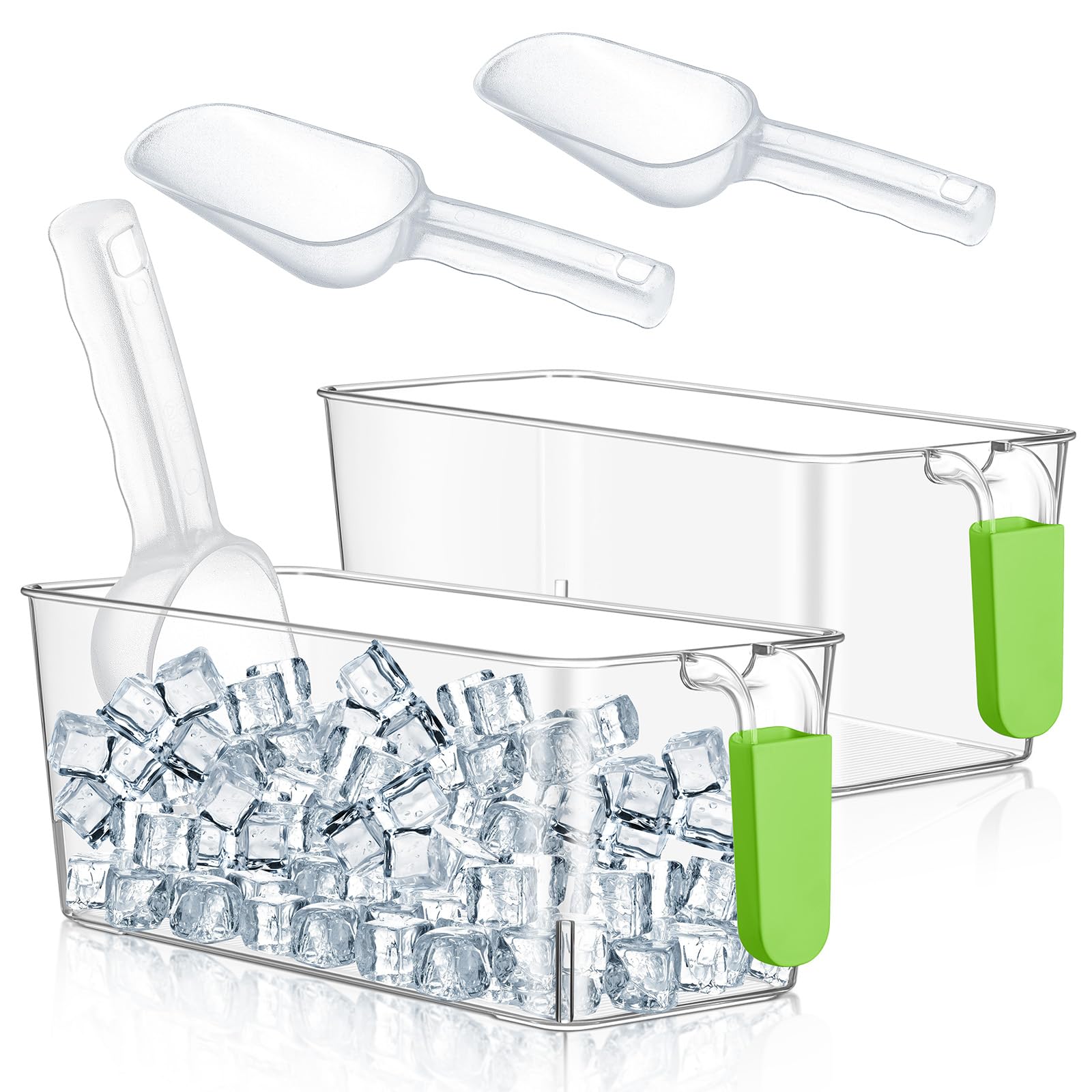 Havawish Ice Storage Bin and Flexible Scoop Set Plastic Freezer Bin