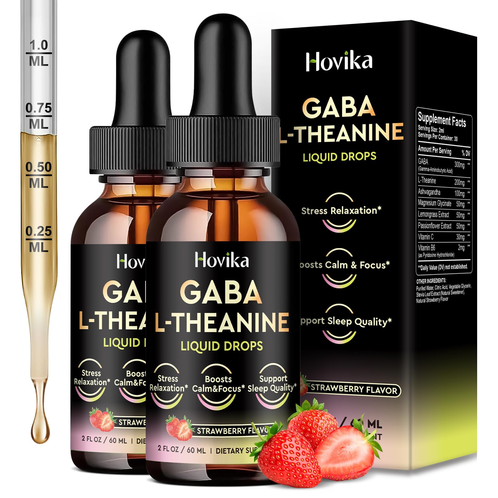 GABA L-Theanine Drops - Liquid GABA L-Theanine Supplement with L-Theanine, Ashwagandha, Magnesium Glycinate, Vitamin C, B6 - Support Sleep, Relaxation, Calm Mood & Focus - Lemon Flavor, 2 Fl Oz — Amazon image 10