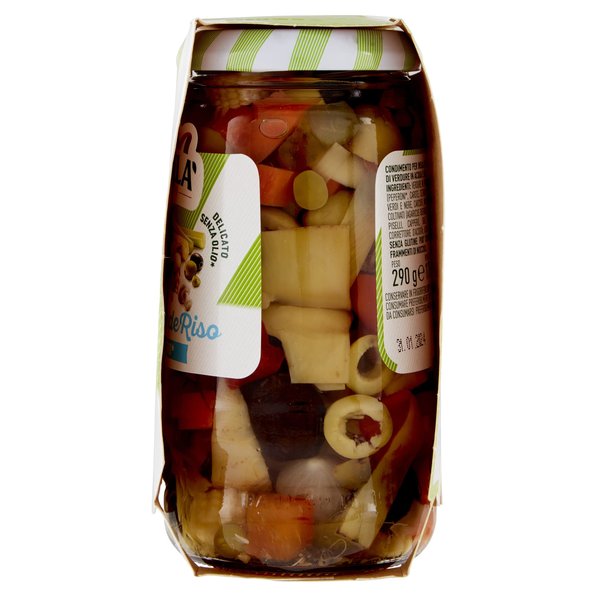 Saclà, Condiverde Riso Leggero Duo, Condimento di Mix di Verdure per Insalata di Riso e altri Cereali, Senza Olio, Vaso Vetro, 2x290g (2x175g sgocciolato), Confezione da 6 pezzi