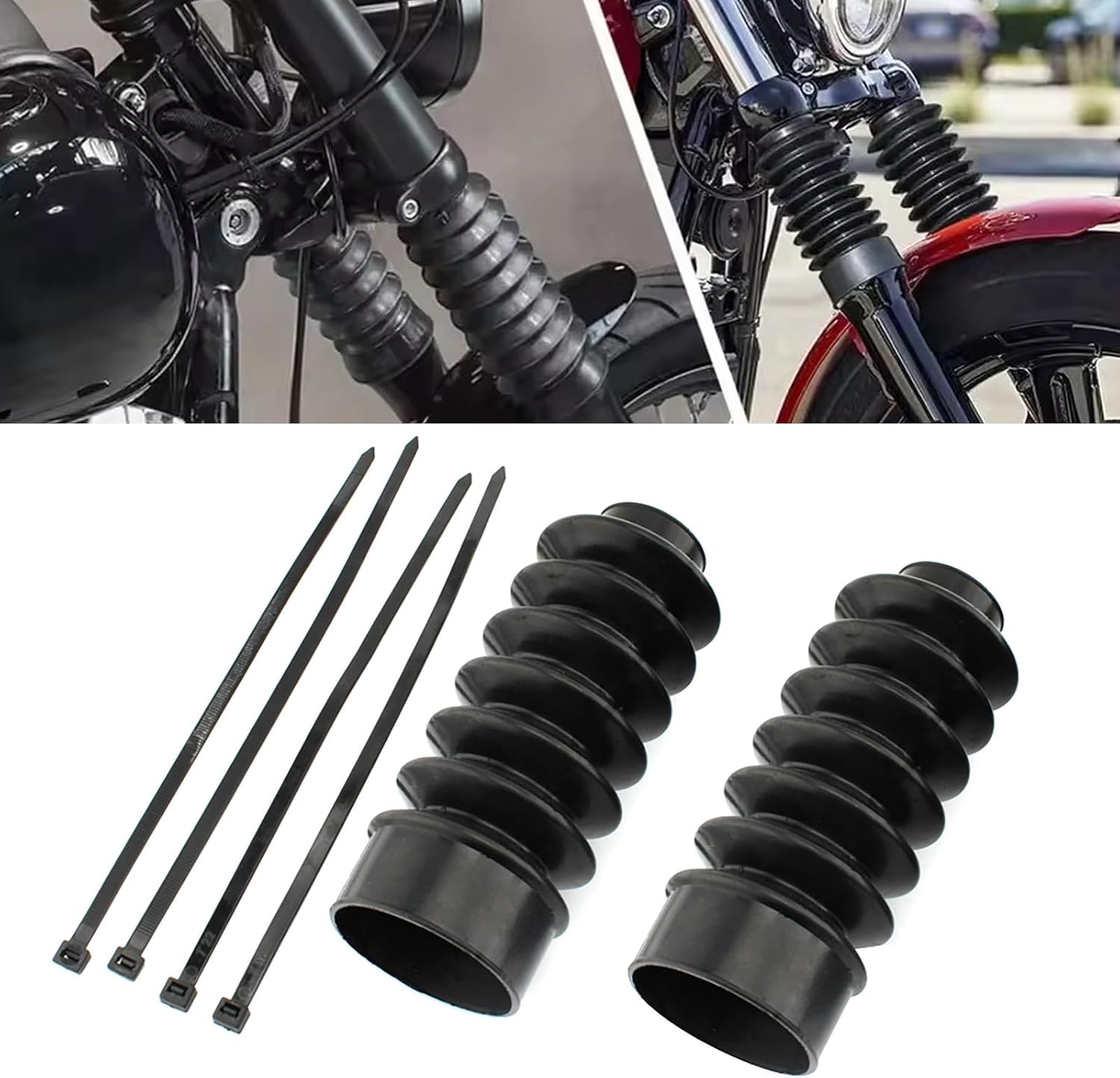 39mm Motorcycle Front Fork Covers Guards Rubber Gaiters Gators Shock Boots Shock Absorber Covers Protector for Indian Scout Bobber 2025 for Sportster XL883 1200 Low Rider NC750 xsr700