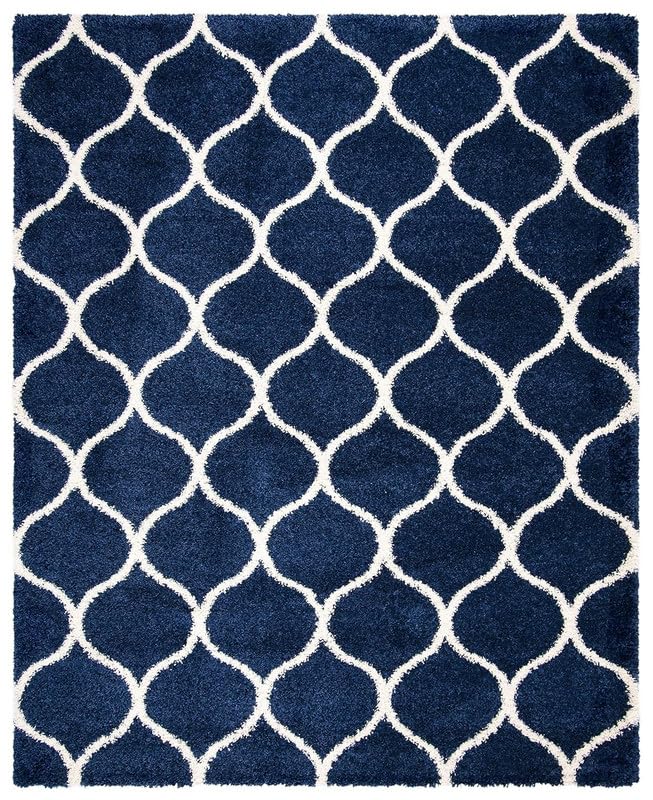 Image of Shaggy Carpet for Home 10 x 14 Feet Ultra-Soft, Thick, and Stylish Shag Texture Ideal for Living Room, Bedroom, or Office - Easy to Clean and Perfect (Blue Moroccon)
