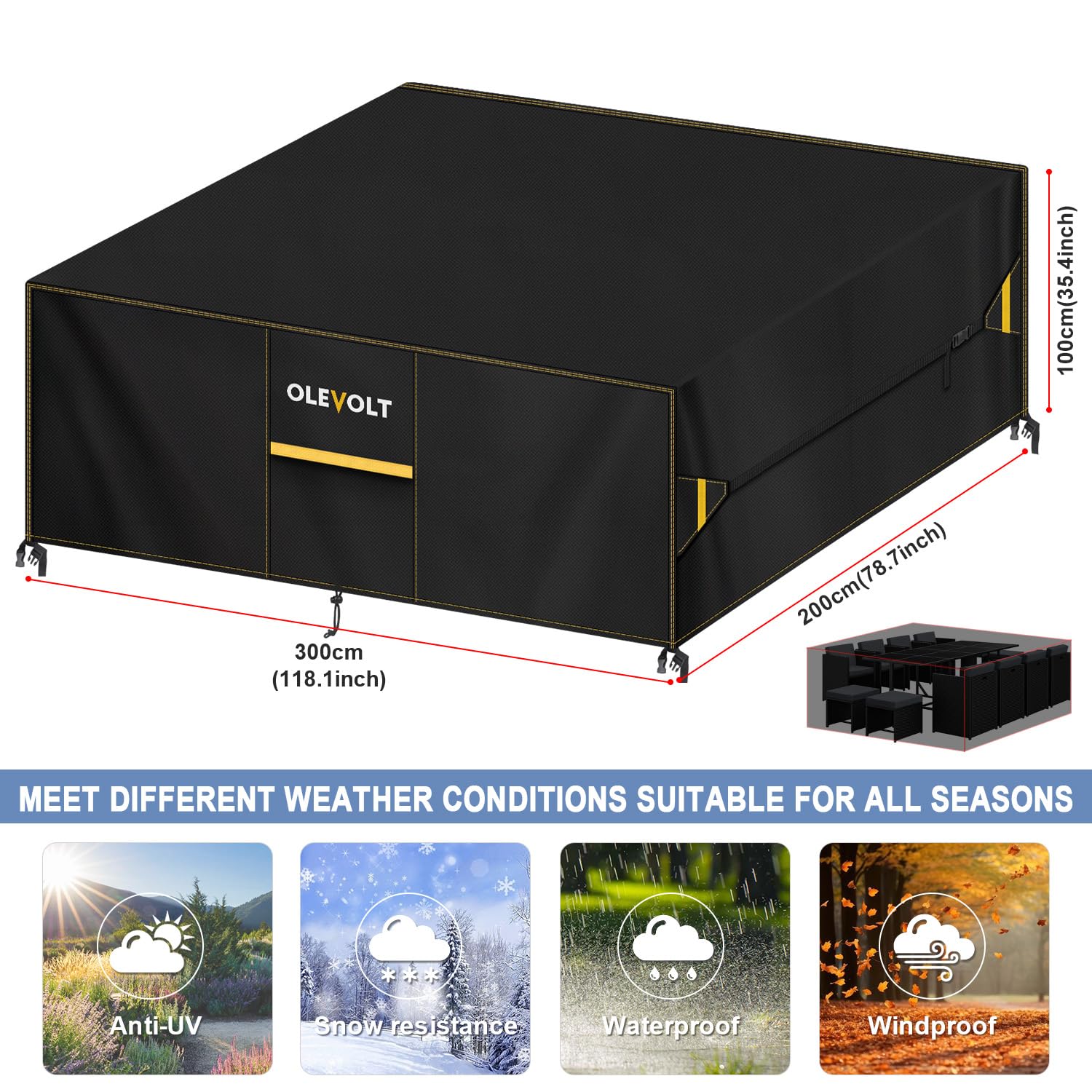 Funda para Muebles de Jardin Exterior Impermeable Funda Mesa Jardin