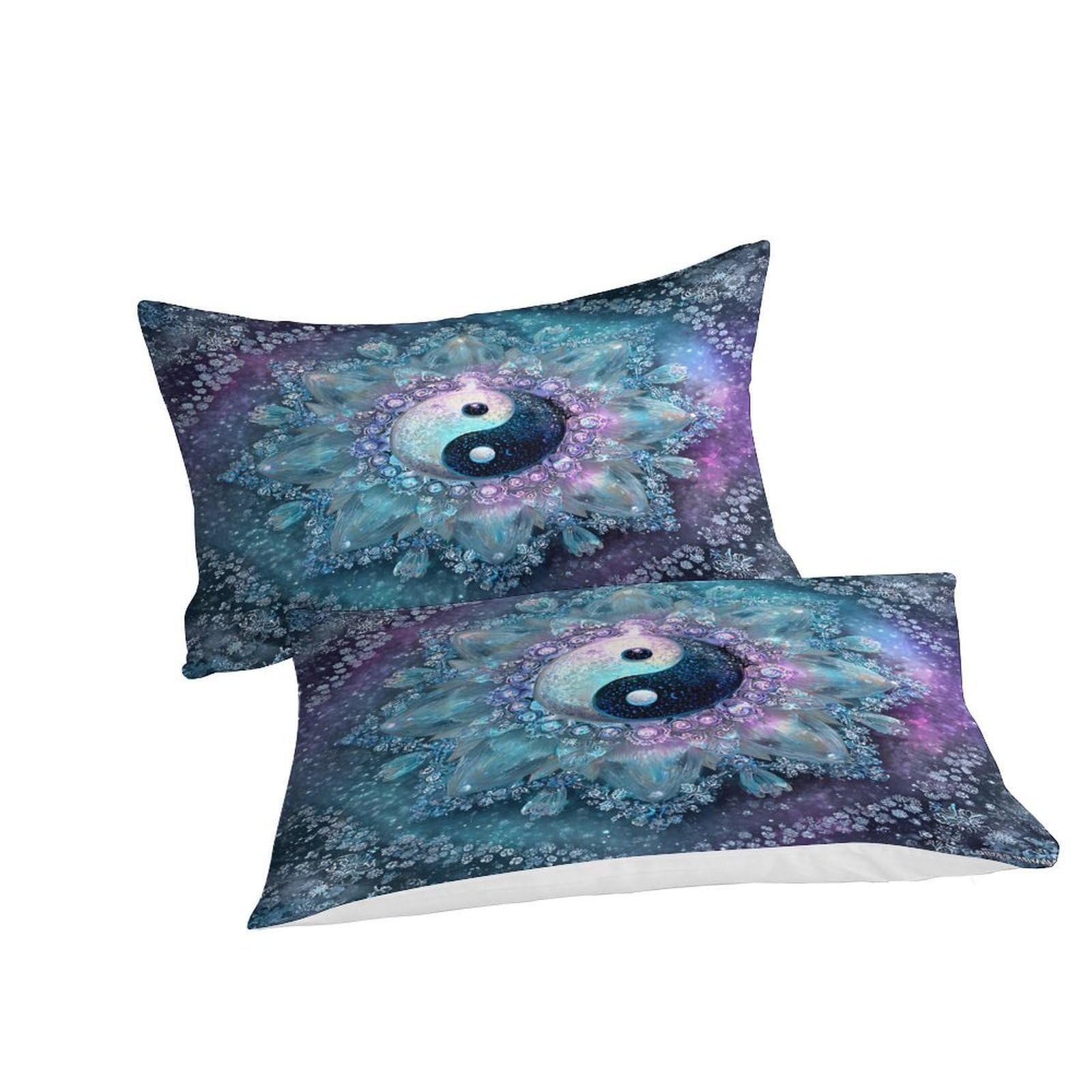 Yinyang Symbol 3-teiliges Reines Polyester Kosmischer Kunststil Bettbezug, Versteckter Reißverschluss, Krippenbettwäsche, Babysicher & Pflegeleicht King（220x240cm）