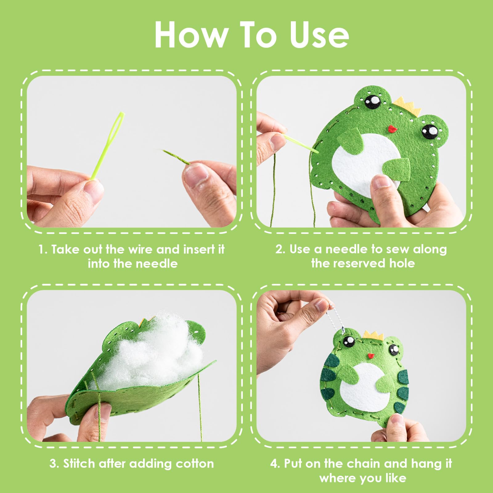 LTMMC First Sewing Kit for Kids, 6pcs Cute Animal Felt Sewing Kit, Childrens Sewing Kits for Beginners, DIY Sewing Craft Kits for Kids — view 6