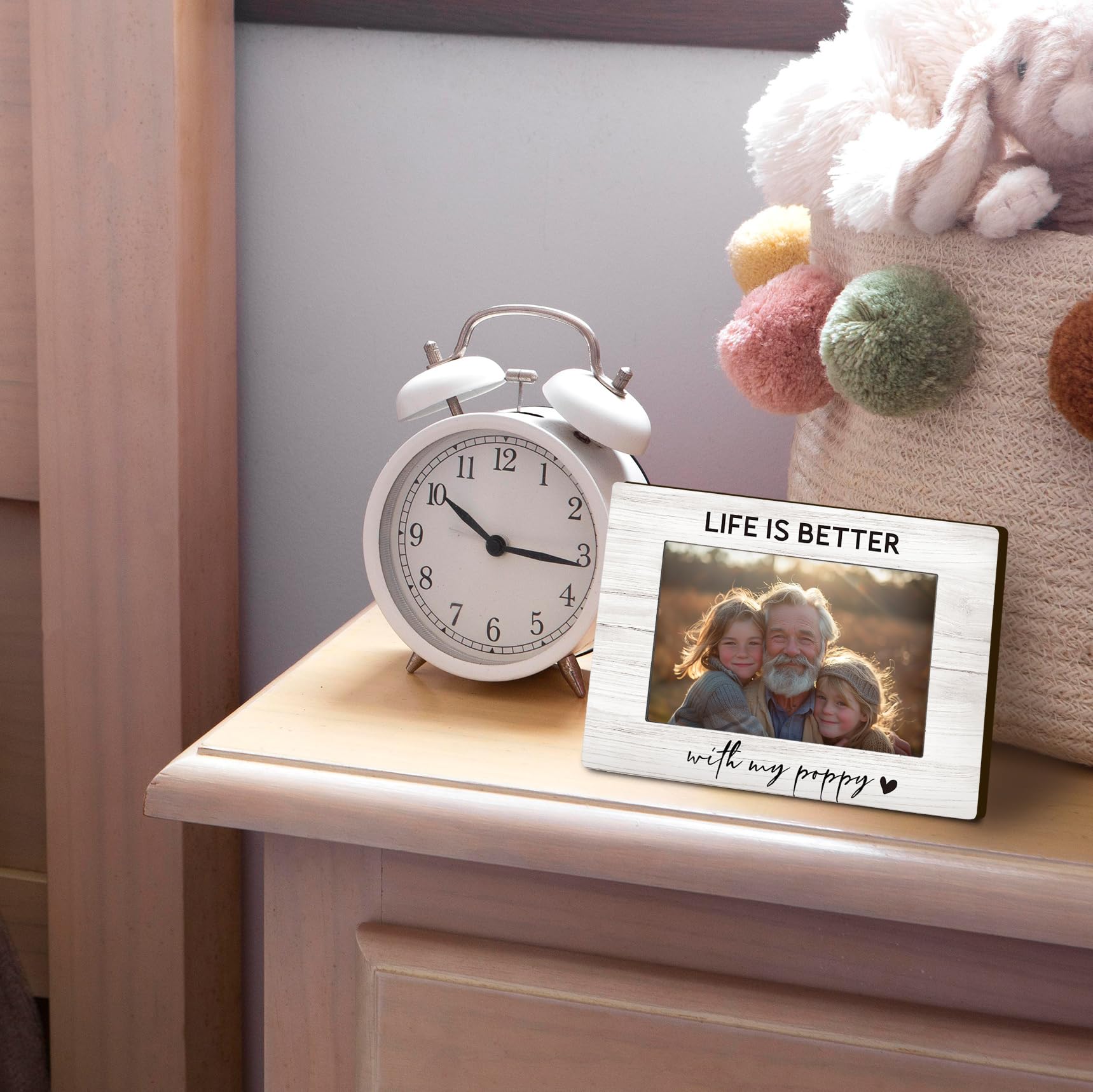 Poppy 4x6 Picture Frame, Grandkids Photo Frame, PoppyGifts for Grandpa, Gifts for Poppys Fathers Day from Grandchildren, Life Is Better with My Poppy Picture Photo Frames for Desk Decor