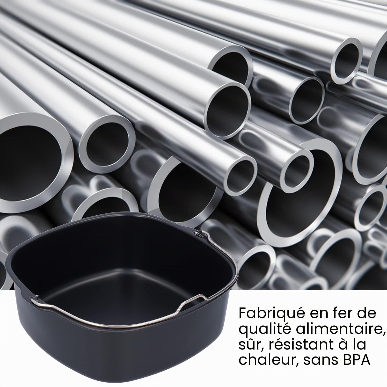 Moule à Gâteau en Fer, Moule à Gâteau carré de 7 à 18 Cm, Ustensiles de Cuisson, Poêle à Frire, Baril de Cuisson pour Airfryer HD9925 HD9860 HD9905 01, Matériau Sûr de qualité