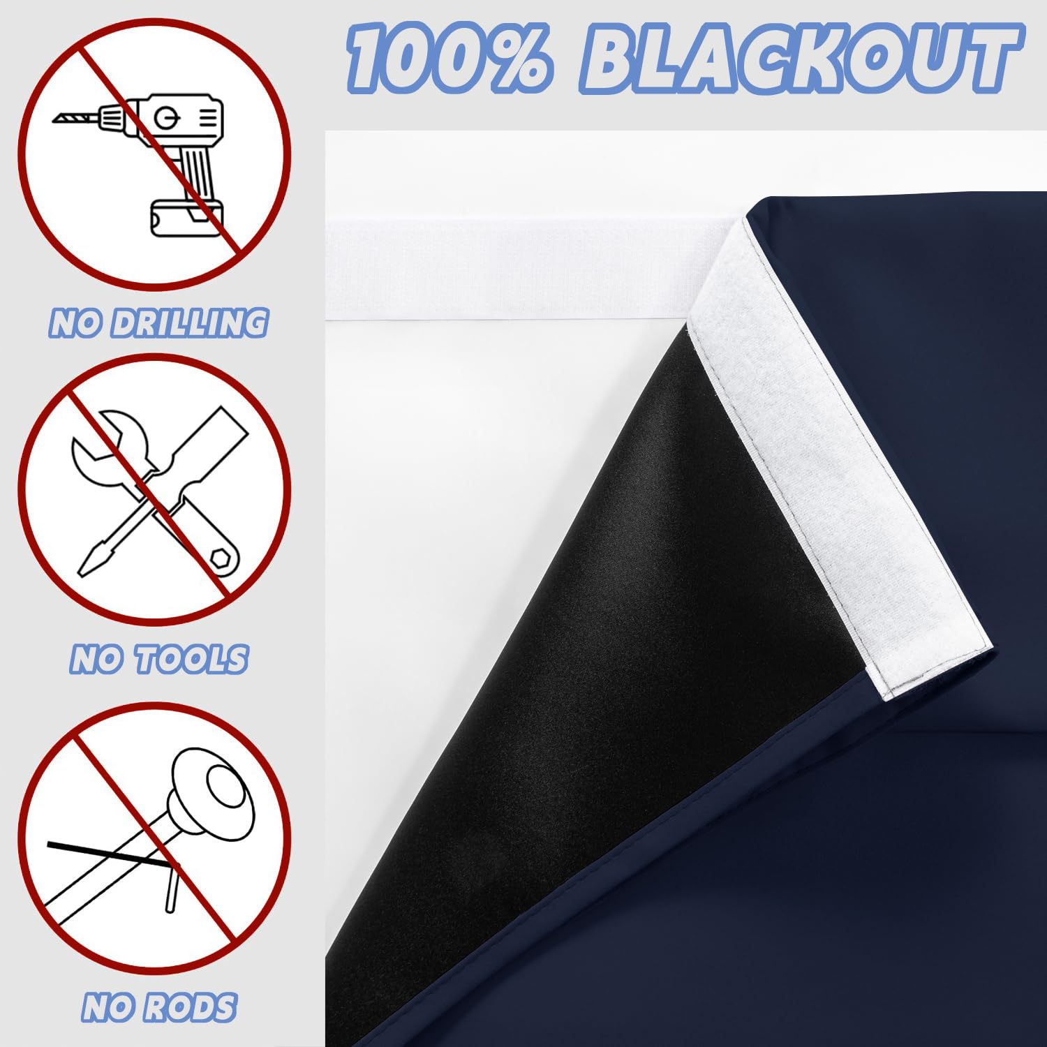 Tenda Oscurante Per Porte Finestre – Pannello Singolo 26x69 Cm, Blu Navy. Perfetta Per Privacy E Blocco Luce!