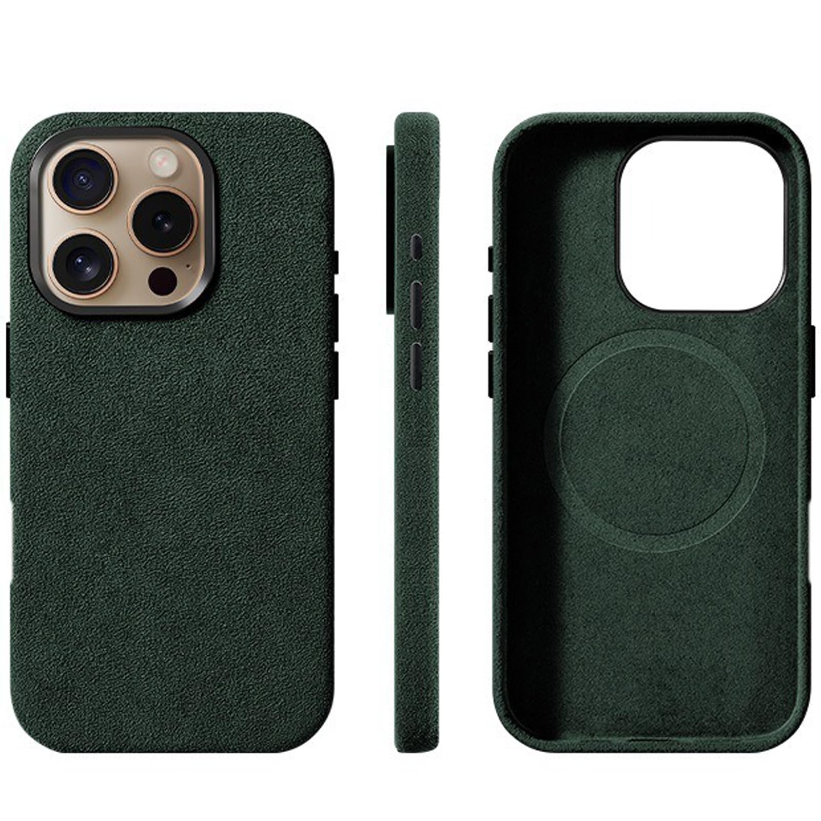Coque anti-glisse iPhone 14 Plus Alcantara étui vert anti-rayures - 8