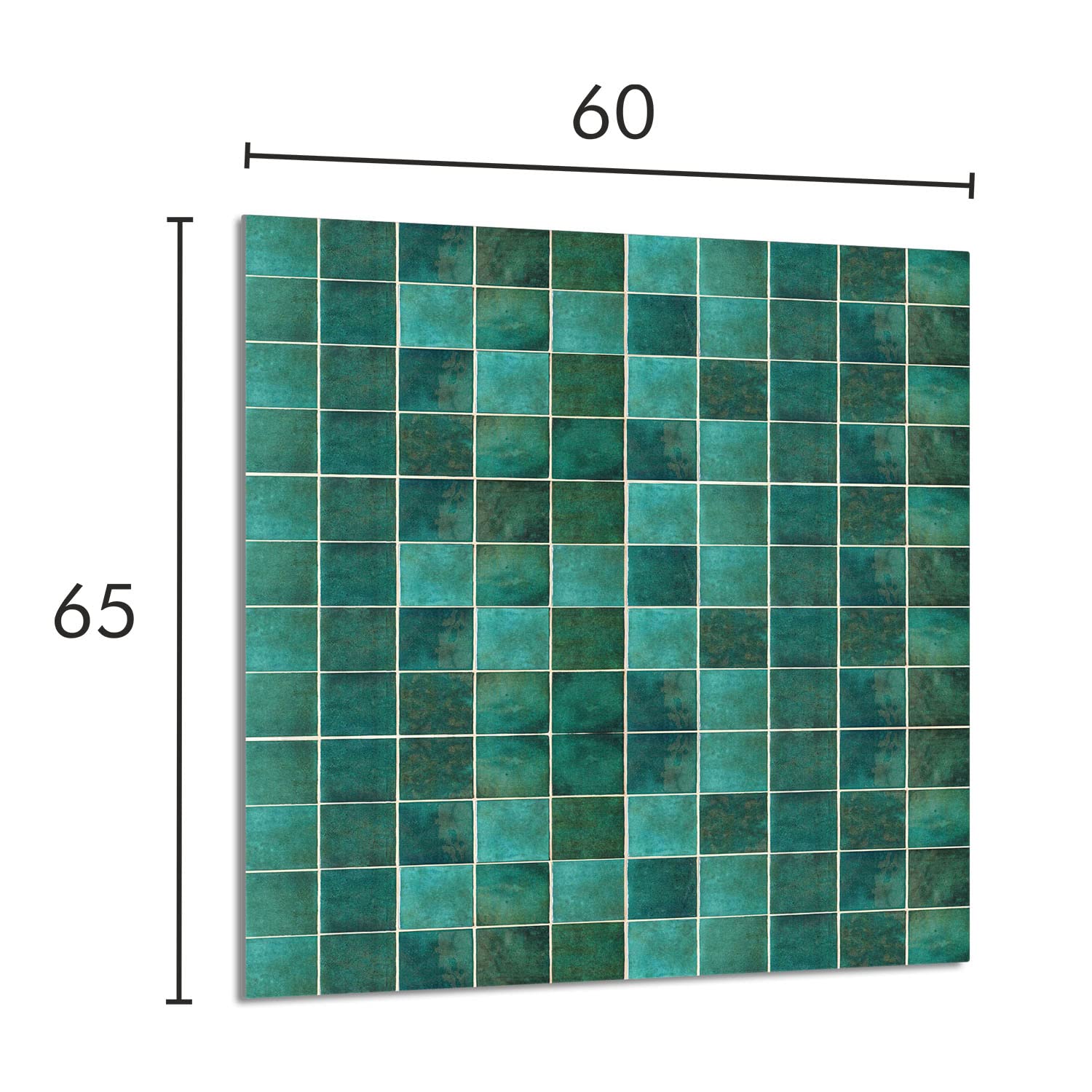Szklany panel ochronny do kuchni Lacobel, szklana płyta ochronna na kuchenkę, 60x65 cm, szklana deska do krojenia, ochrona przed rozpryskiwaniem, uniwersalna, ZIELONA