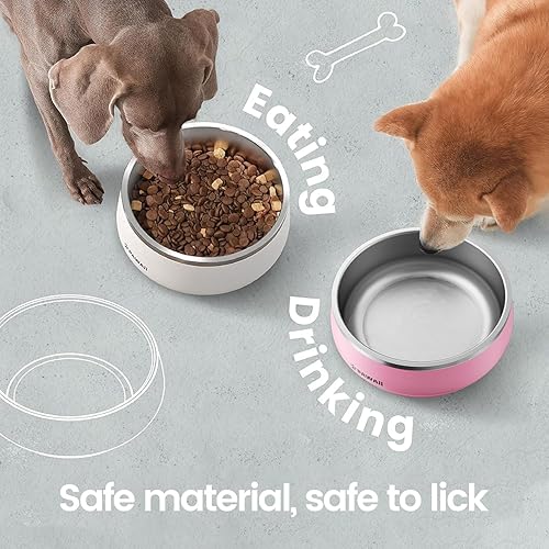 Miniatura 8 de Pawaii Cuenco para perro, cuencos de acero inoxidable de doble pared con base de goma antideslizante, cuenco aislado para perro, duradero, apto para