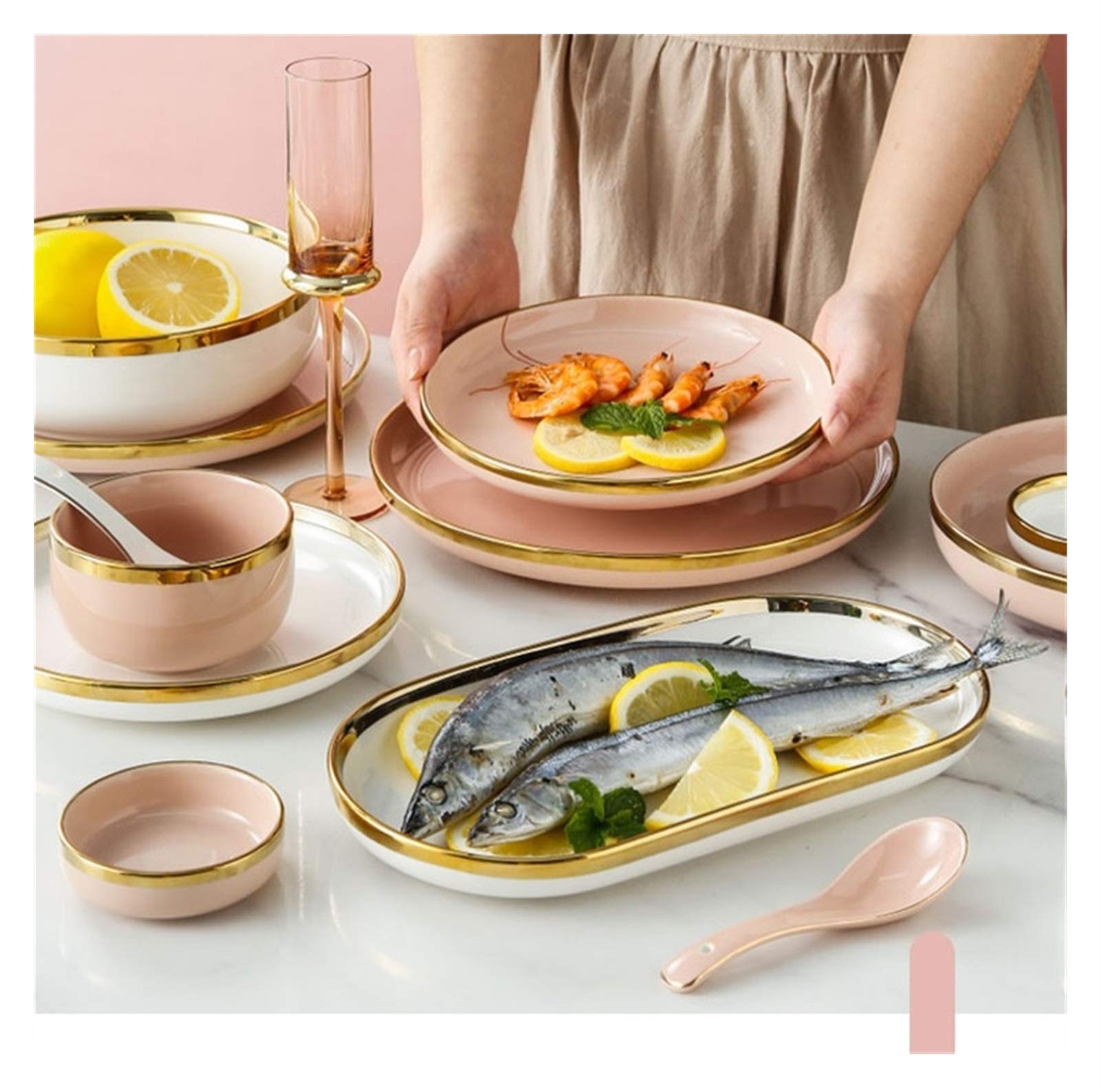 Vajilla - Platos y cuencos de cerámica para restaurantes y bodas, estilo europeo para 4 personas
