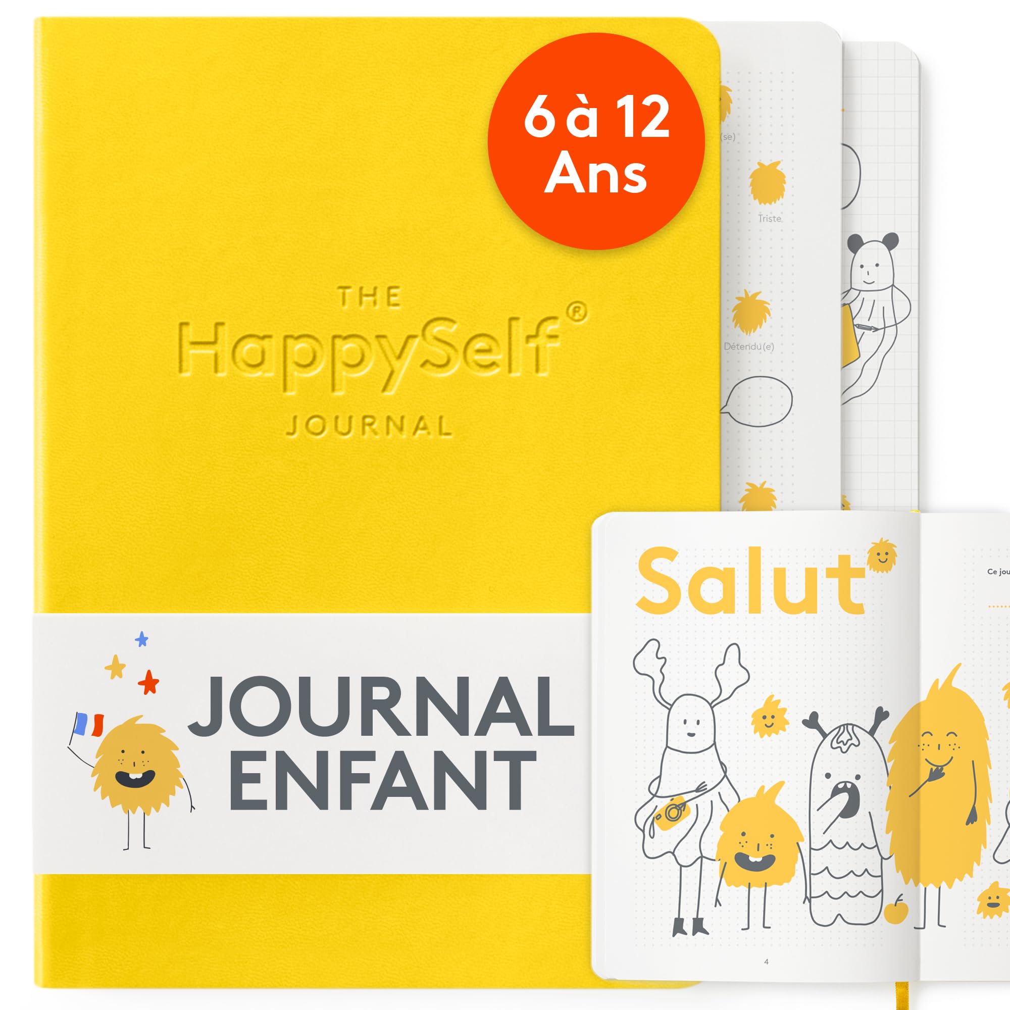 HappySelf Journal Quotidien 6-12 Ans Édition Française Enfants Jaune