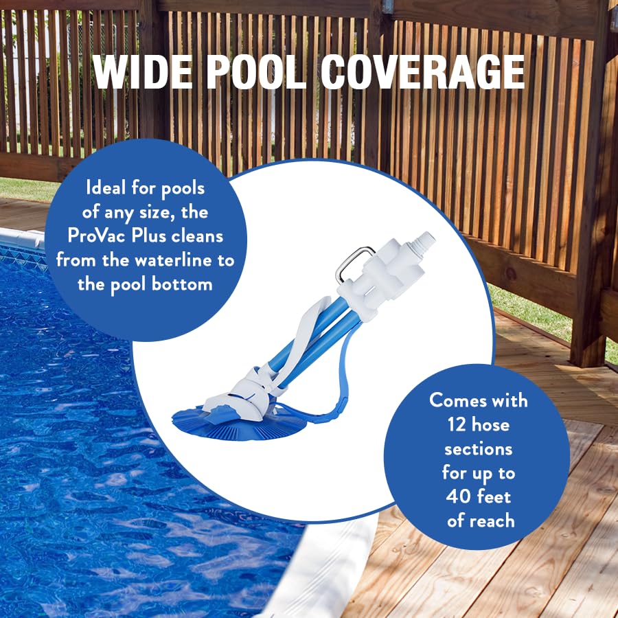 Image of Doheny's ProVac Plus Automatic Suction Swimming Pool Cleaner | Cleans from Waterline to Pool Bottom | Regulator Valve Automatically Adjusts Flow | No Tools or Electricity Needed! | for Inground Pools