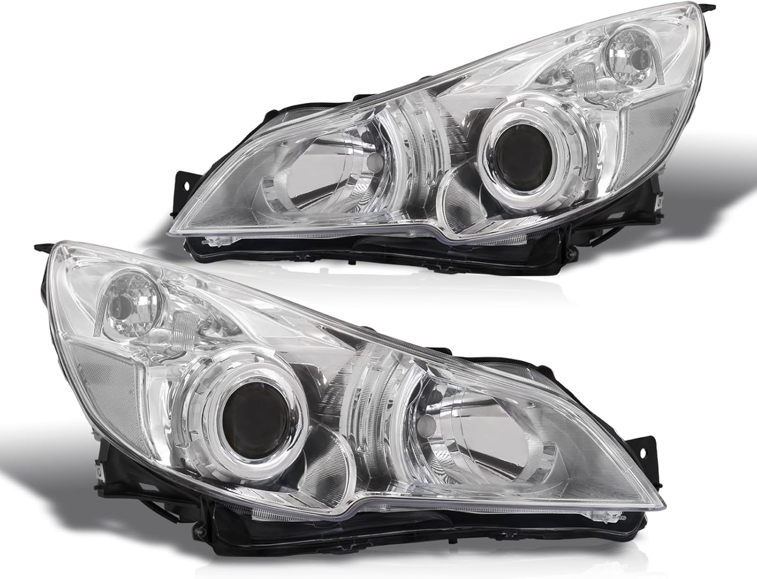 AJP Distributors Chrome Clear Reflector Clear Len Headlight Headlamp Head Light Lamps Assembly Driver Passenger LH RH Compatible/Replacement For Legacy Outback 2010 2011 2012 2013 2014 10 11 12 13 14