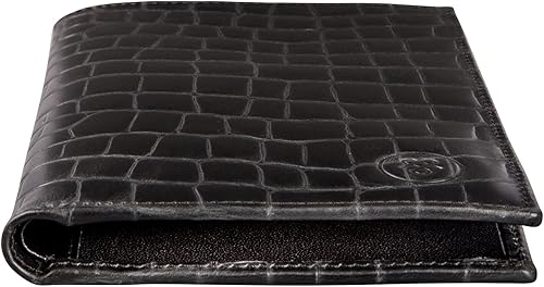 Miniatura 4 de Maxwell Scott - Cartera de piel de lujo para hombre diseño de cocodrilo Pianillo hecho a mano en Italia negro Black Croco Moderno