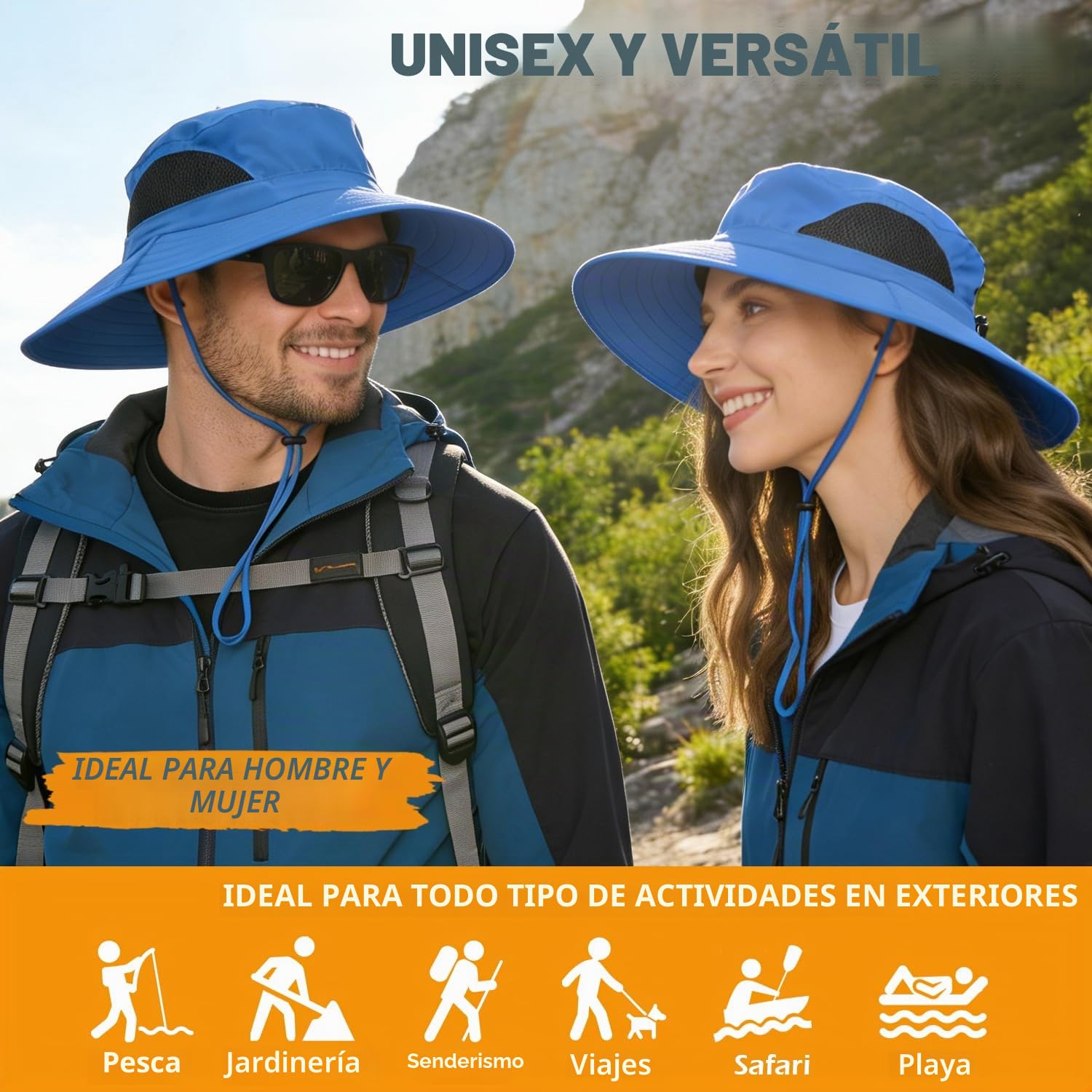 EINSKEY Sombrero Hombre Mujer Verano ala Ancha Protección UV Gorro Pescador Bucket Hat para Safari, Senderismo, Playa, Ciclismo, Montañismo