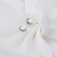 Vista 35 de Real Crystal Birthstone Sterling Silver Stud Earrings Jewelry for Women Fashion Trendy Western 925 Antiqued Boho Handmade Best Gift for Her keenove