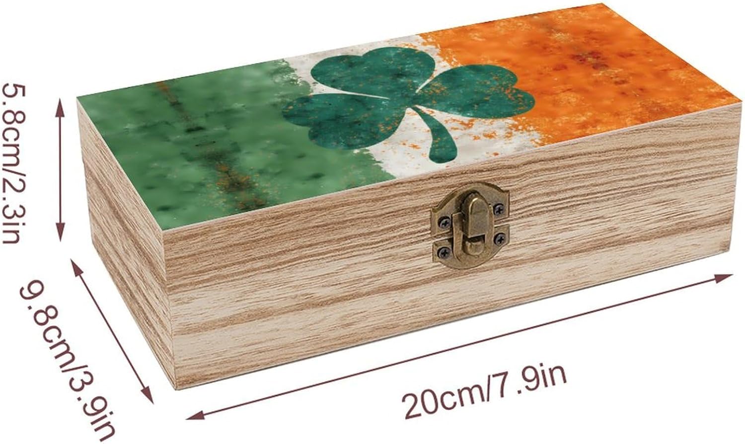 Irish Shamrock Flag Funny Storage Boxes with Lid Wood Home Organizer image 2