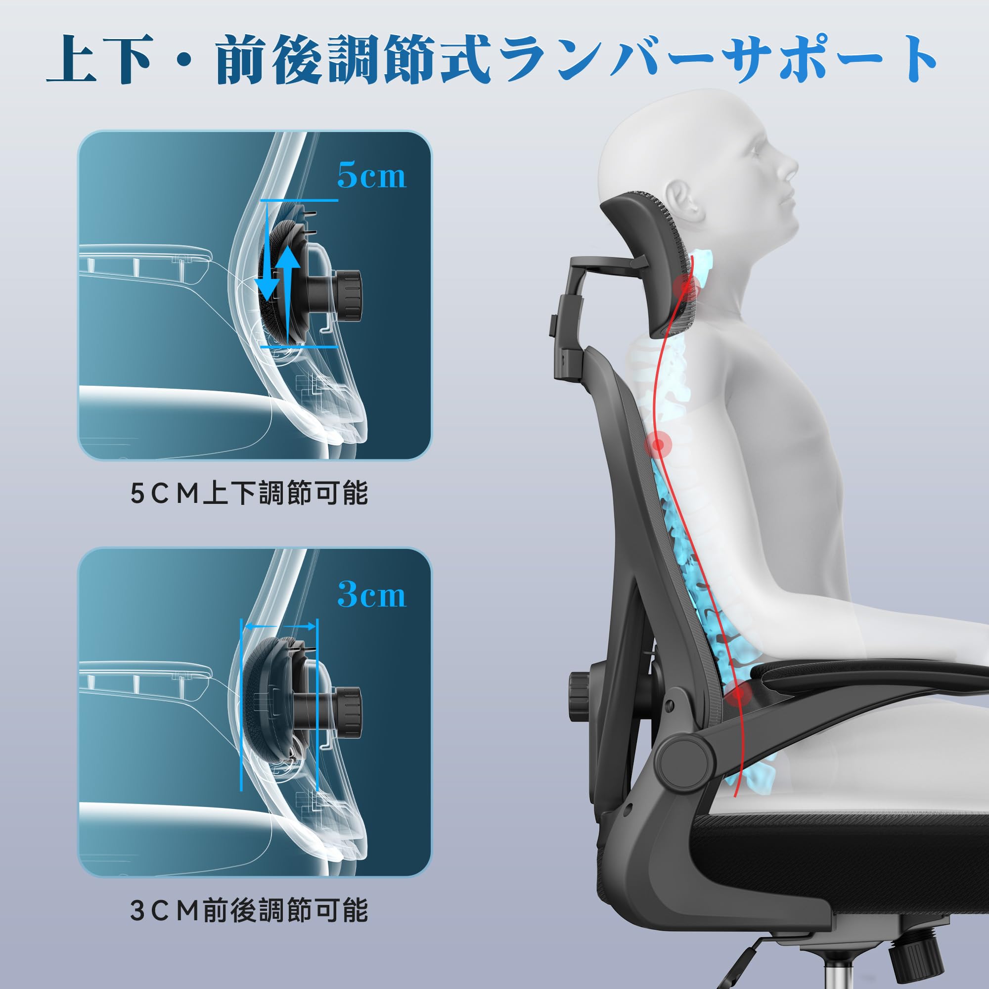 Amazon.co.jp: オフィスチェア メッシュ デスクチェア ヘッドレスト 