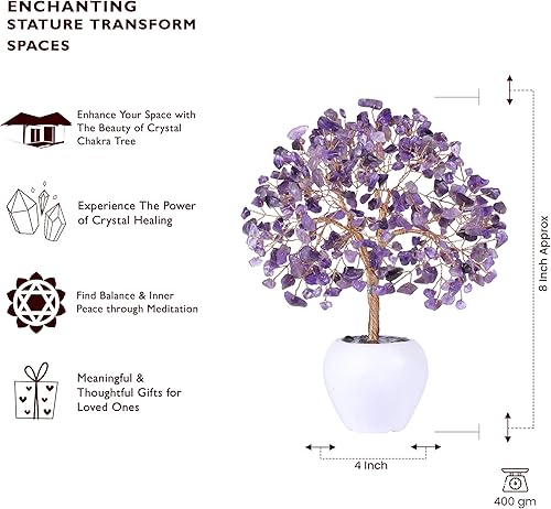 Miniatura 2 de Árbol de dinero con piedra de cuarzo transparente, árbol de dinero de cristal de chakras, árbol de la vida con base de maceta, árbol de la buena