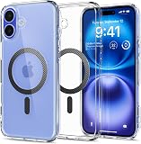 Spigen Ultra Hybrid MagFit Case for iPhone 16, Compatible with MagSafe Accessories [Anti-Yellowing] [Military-Grade Drop Protection] - Clear Carbon Fiber - 1
