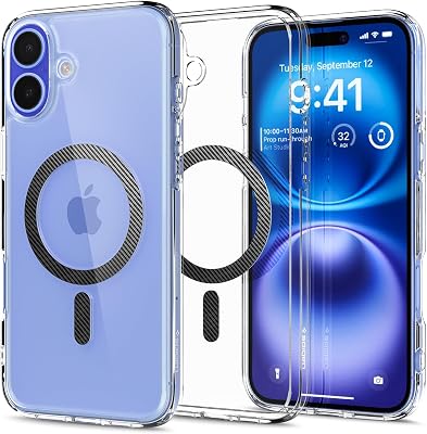 Spigen for iPhone 16 Case, Ultra Hybrid MagFit [Anti-Yellowing] [Compatible with Magsafe] - Carbon Fiber