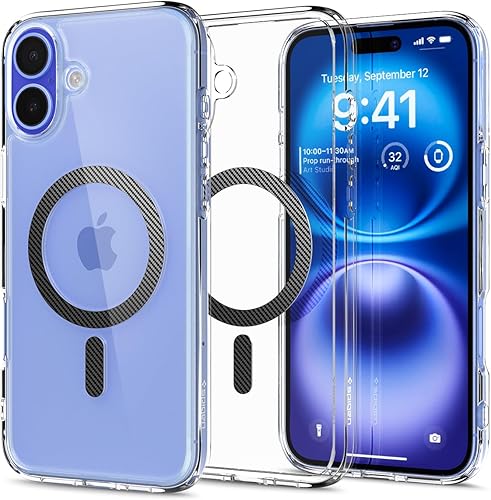 Vista 80 de Spigen Funda para iPhone 15 Pro Max, ultra híbrida MagFit [antiamarilleo] [compatible con Magsafe] - Fibra de carbono