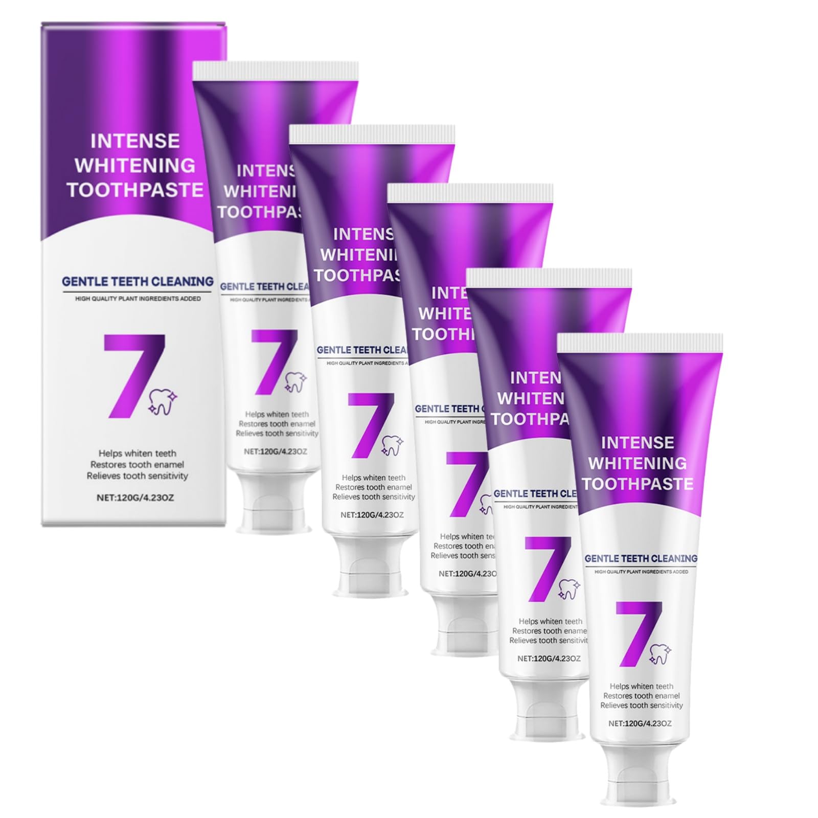 7-Pro Dentifricio sbiancante intensivo, 7 probiotici per sbiancamento dei denti, alito fresco, gengive sane, per denti sensibili, gusto menta (1)