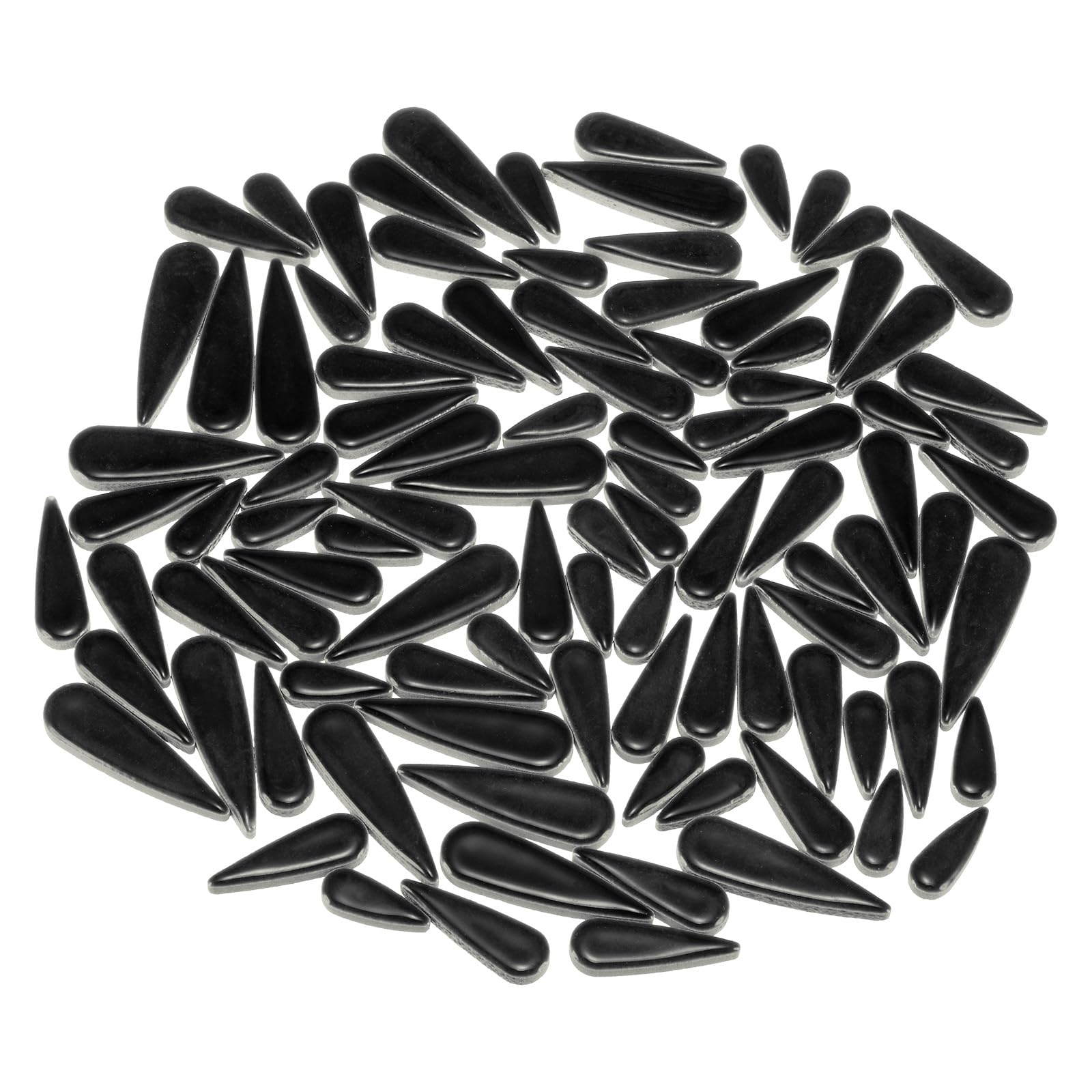 uxcell Piastrelle per mosaico in ceramica, 200 g, a goccia, fiori, foglie, blocchi di mosaico per artigianato artistico e decorazioni per la casa, colore nero