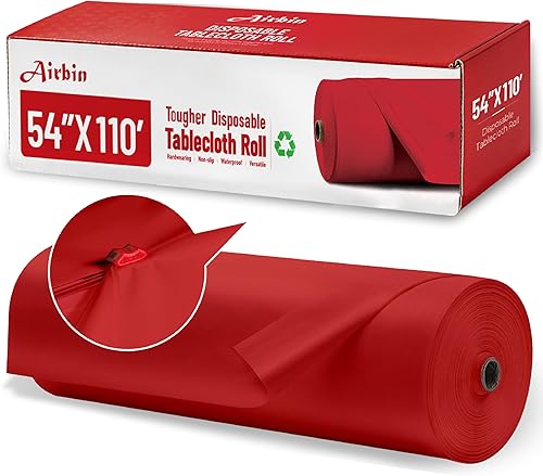 Miniatura 40 de Rollo de mantel de plástico, 310 pies x 54 pulgadas, mantel de mesa de plástico desechable negro, rollo de mantel premium PEVA impermeable negro con