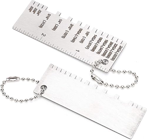 DEWIN Medidor de espesor de chapa metálica, alambre de acero inoxidable, calibre de espesor, herramienta de inspección de tamaño plateado, 2.83 x