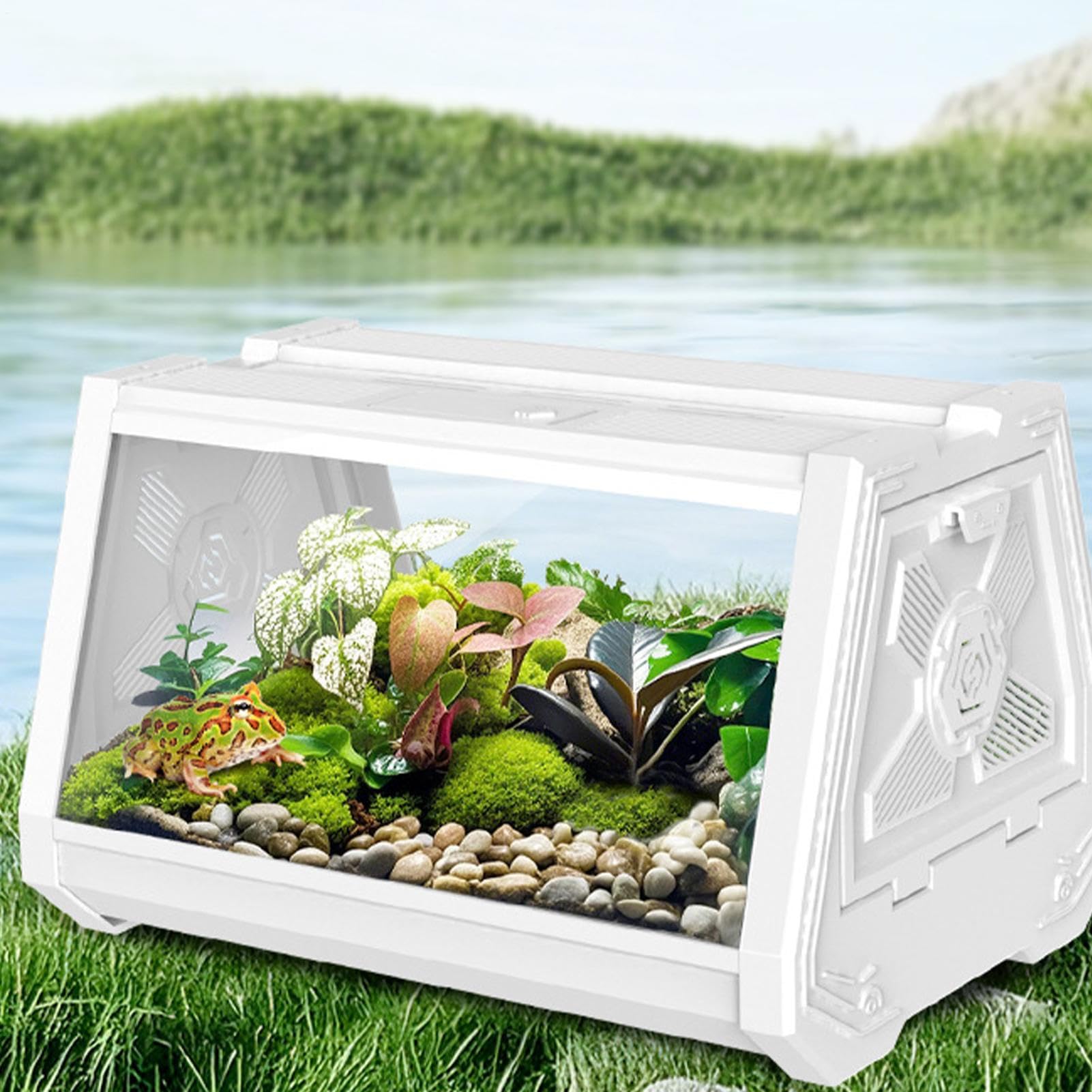 Terrario Per Rettili Vasca per Animali Esotici | Recinto Viaggio Portatile Antifuga Con Ventilazione Per Tartarughe Rane E Lumache