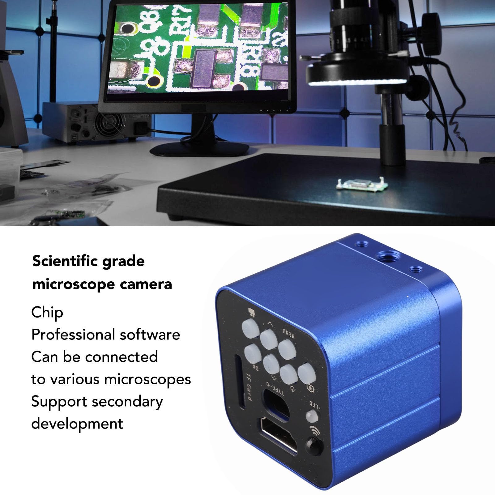 Kamera z mikroskopem wideo HD ZenithAur 1080P z czujnikiem CMOS 24 MP i wyjściem USB 30 kl./s, interfejsem obiektywu C lub CS, obrazowaniem cyfrowym za pomocą pilota do pomiarów