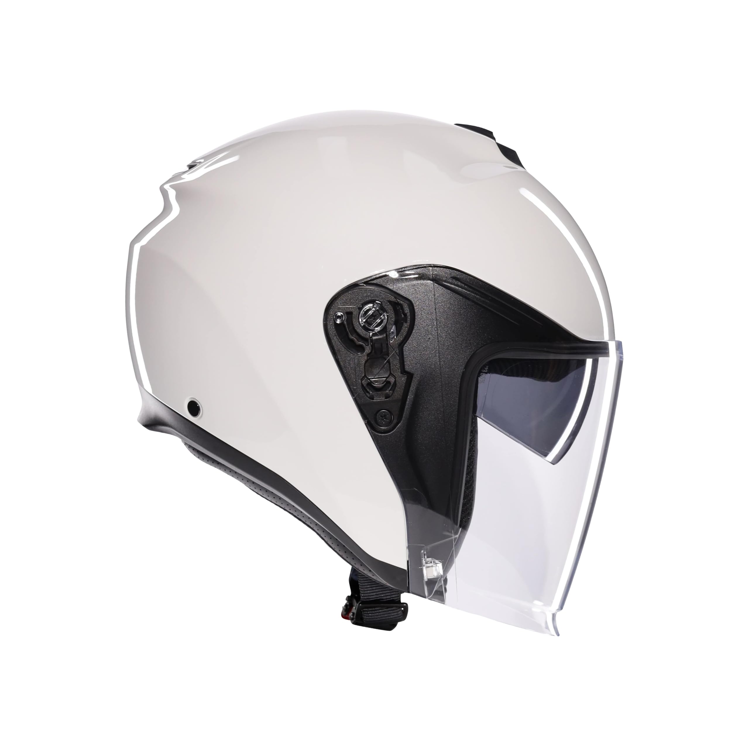 AGV - IRIDES E2206, Casco Moto Jet Unisex, Casco de Moto Cara Abierta con Visera Antiarañazos y Protectora UV, Materia White, L