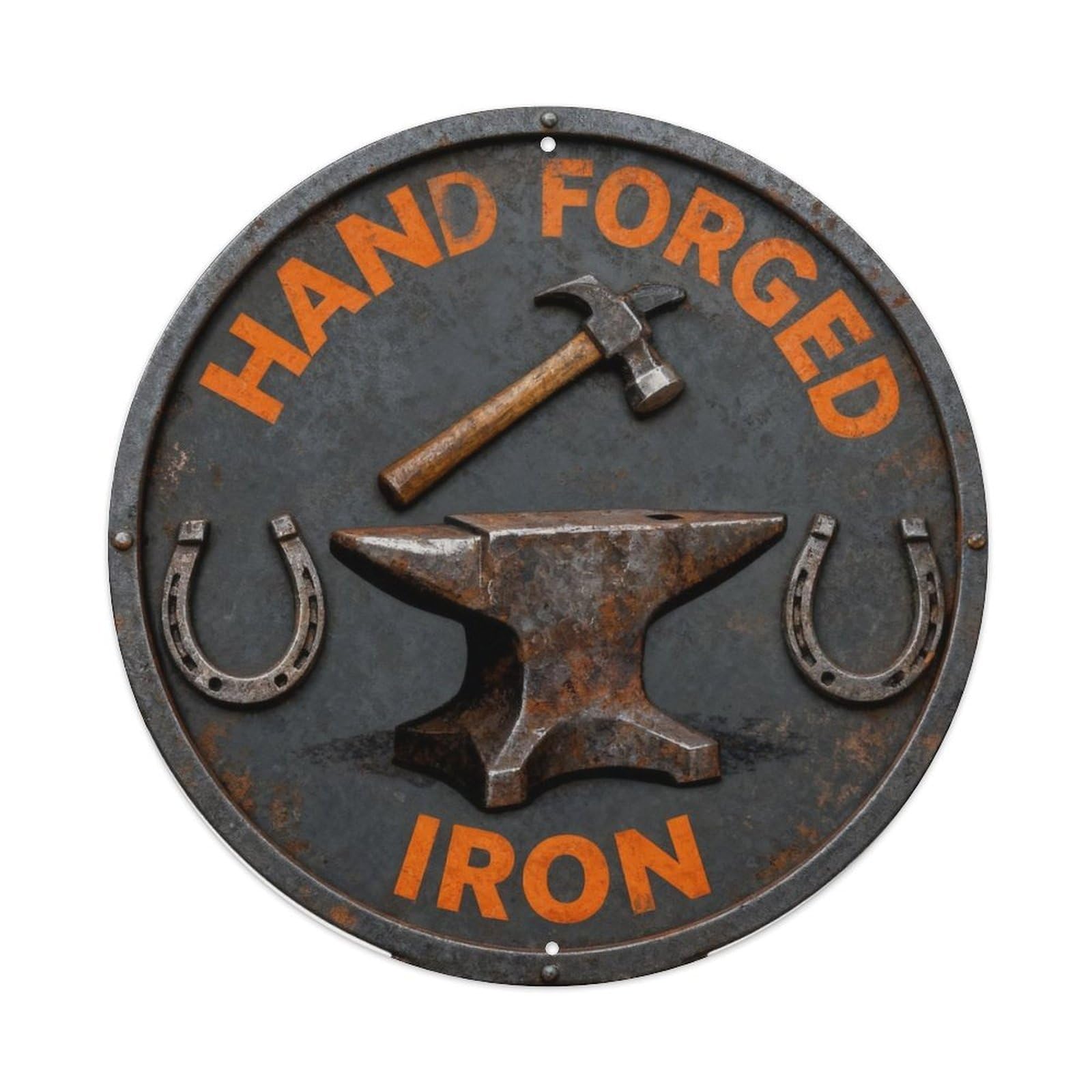 Hand Forged Iron Metal Tin Sign Plaque