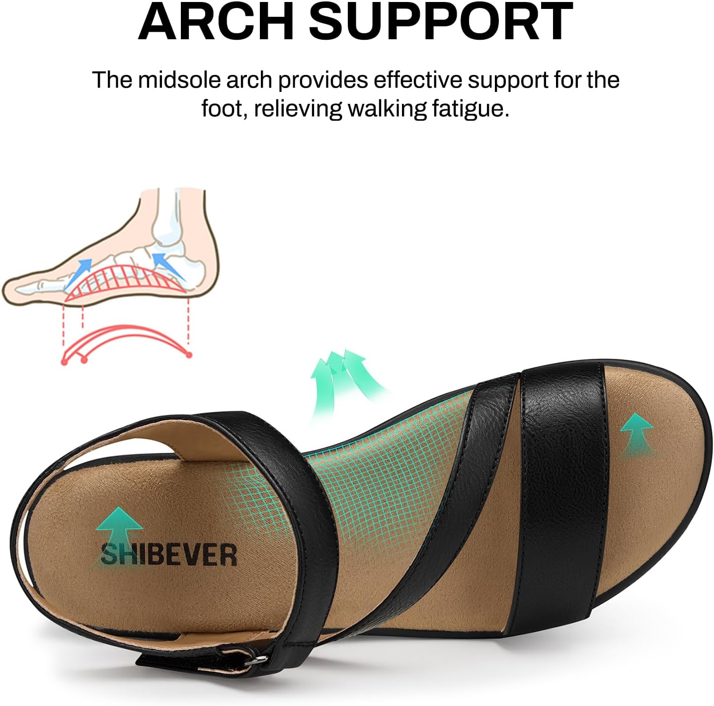 SHIBEVER Dressy Wedge Sandals for Women: Summer Casual Platform Strappy Arch Support Comfortable Walking Womens Wedges Sandal Outdoor Shoes