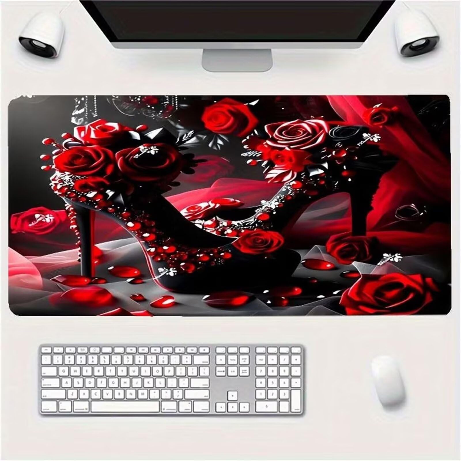 Tappetino Mouse 1200x600x3mm XXL Grande tappetino per mouse Scarpe con tacco alto nere e rosse Sottomano Scrivania Superficie Liscia,Maggiore Precisione e Velocità,PC, Laptop,Gaming